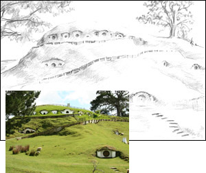The Hill at Hobbiton - pencil