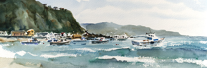 Island Bay Fishing Boats painting by Daniel Reeve